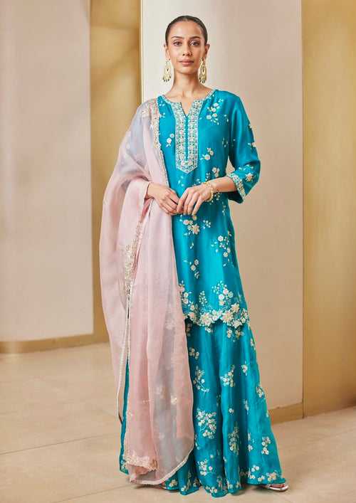 Pine Embroidered Sharara