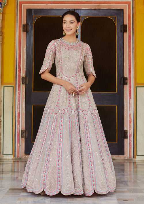 Sepia Rose Optical Embroidery Gown