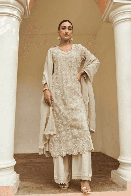 Pearl Embroidered Suit Set