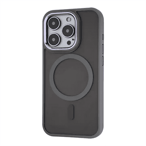 Smoky grey titanium plating lens shockproof matte Case with MagSafe For iPhone 15 Series