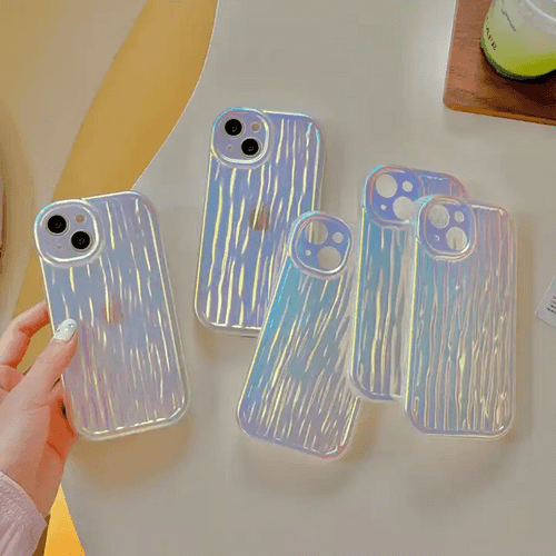 Glossy Gradient Color Laser 3D Stripes Soft TPU Phone Case For iPhone 12 Series