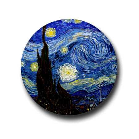 Starry Night Van Gogh Button Badge + Fridge Magnet