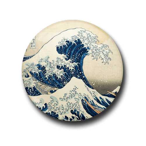 Kanagawa  Wave Button Badge + Fridge Magnet