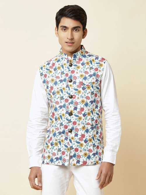 Multi-Colour Floral Print Bundi Jacket