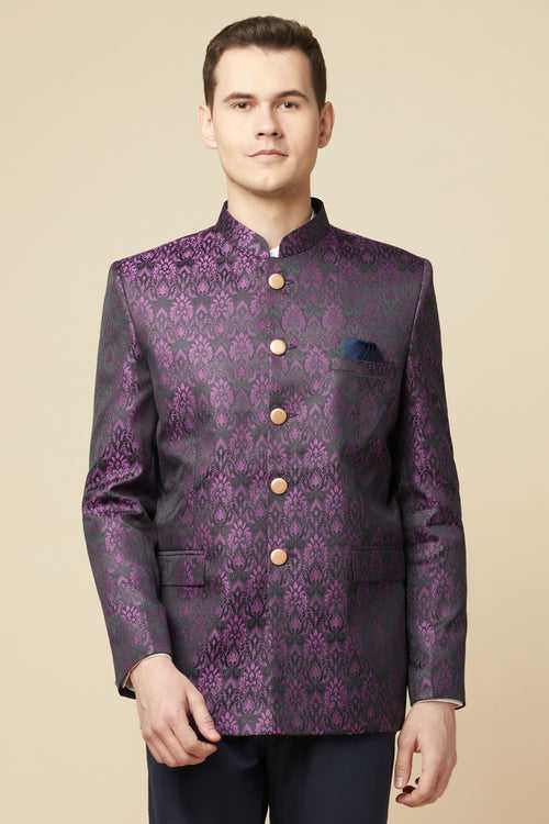 Purple Brocade Jodhpuri Jacket