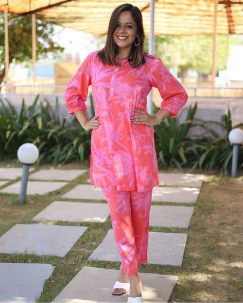 Watermelon Pink Printed Coord Set