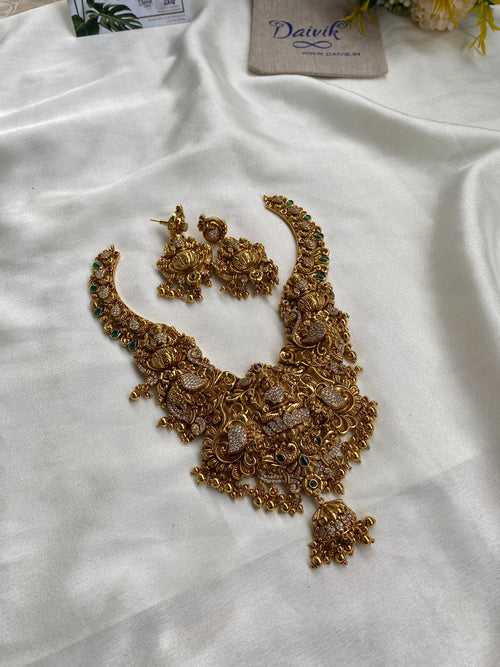 Antique Temple Gold Finish Necklace with earrings