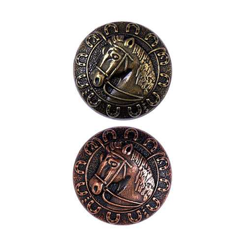 Western Style Antique Vintage Finish Horse Design Metal Buttons