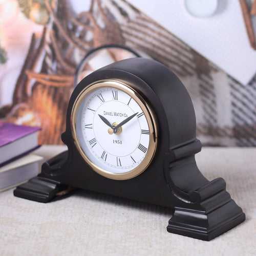 Sleek Arcadian Arc Table Clock in Black - Stylish Home Decor Accent