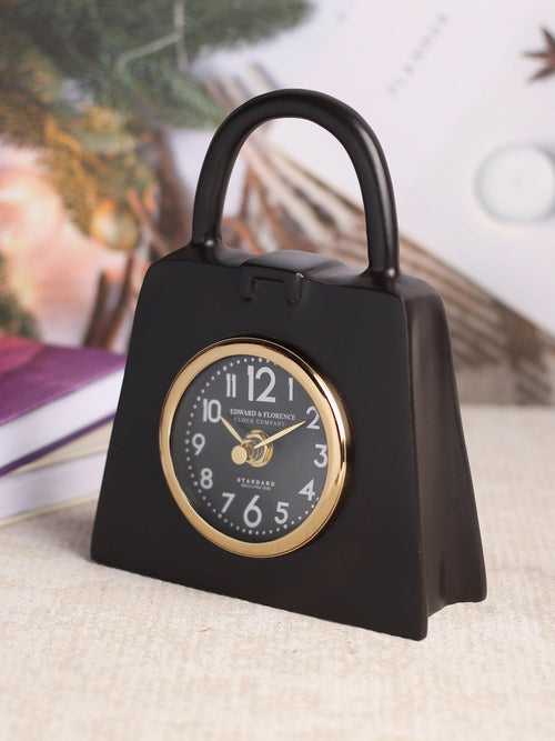 Stylish Bag of Time Table Clock in Sleek Black Finish