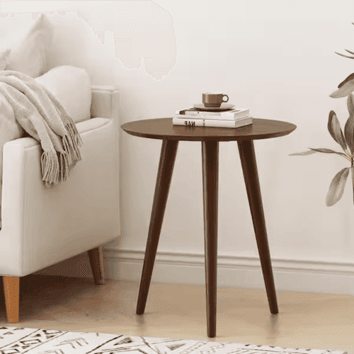 Wooden Twist Oslo Foldable Round Side Table Rustic Scandinavian Design for Bohemian Home Decor