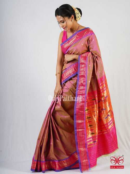 Mauve silk paithani saree