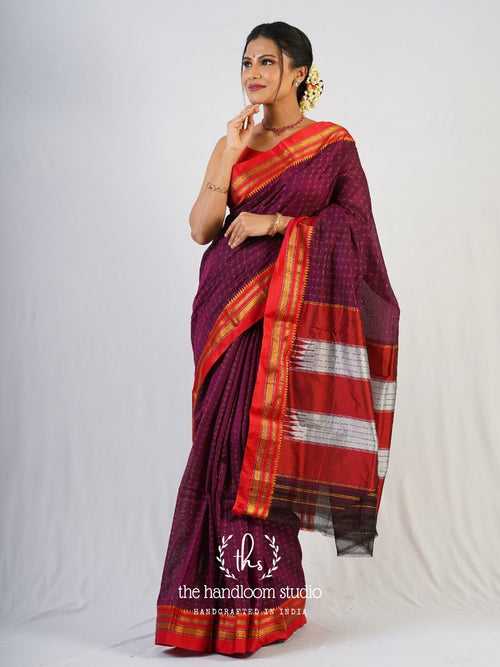 Purple cotton silk ilkal saree