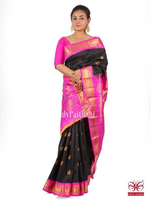 Black silk paithani saree