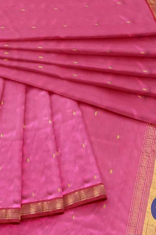 Pink paithani dupatta with red border