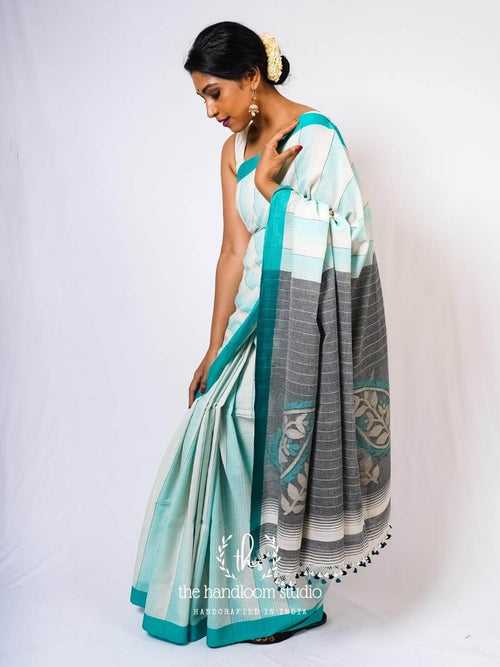 Offwhite jamdani cotton saree