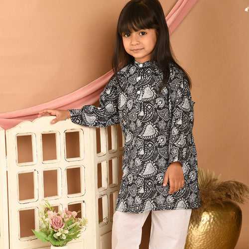 Pajama set for boys and girls - Floral Black