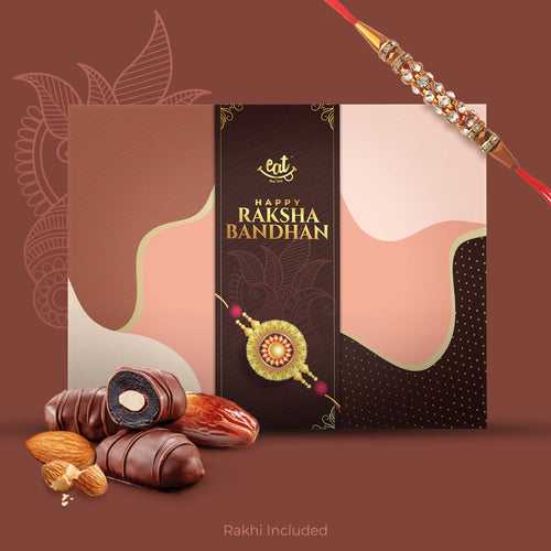 Almond Dates Chocolate Rakhi Gift Hamper with 1 Designer Rakhi