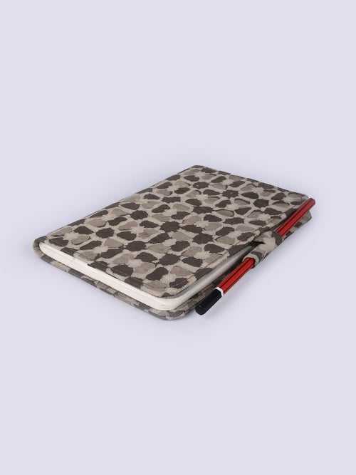 Grey Tessellation Hand Block Printed Jot it Down Pencil Diary