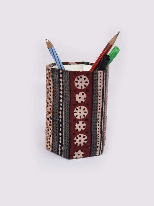 Gol Parcha Hand Block Printed Foldable Pen Stand