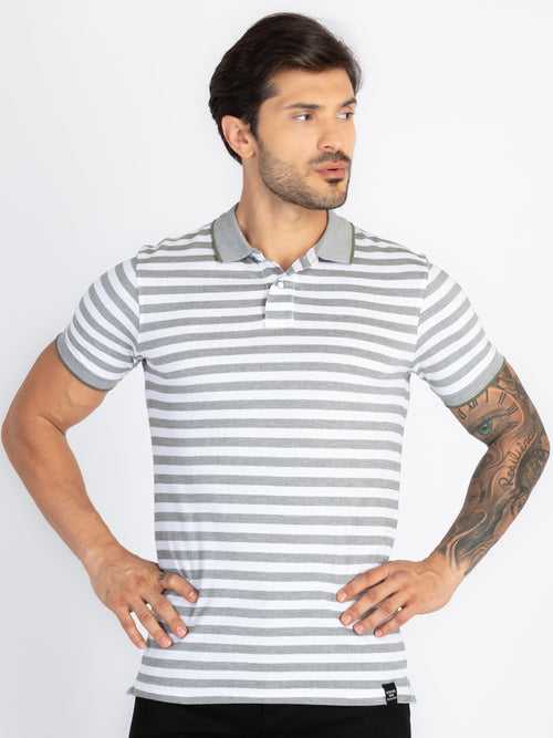 Mens Striped Polo T-Shirt