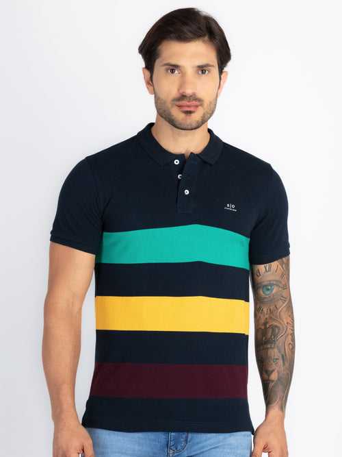 Mens Colourblock Polo T-Shirt