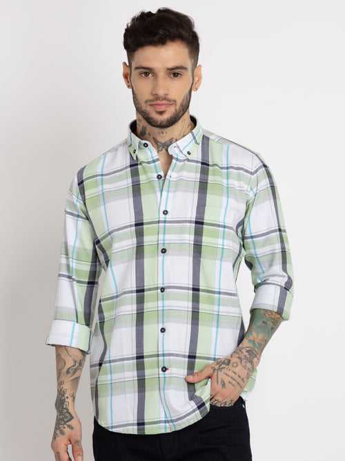 Mens Checkered Cotton Slim Fit Shirt