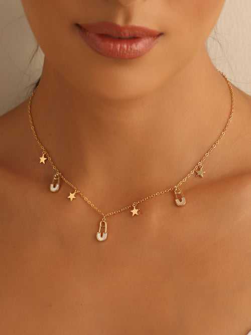 Safety-Pin Charms Necklace