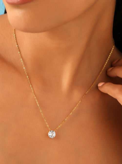Floating Solitaire Waterproof Necklace