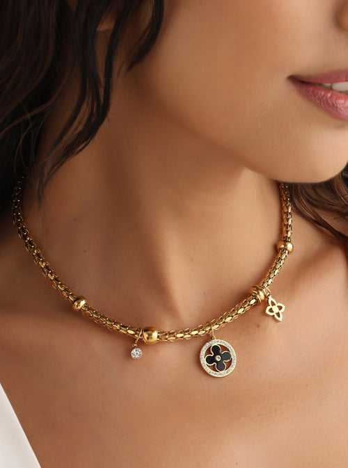 Vintage Black Clover Necklace