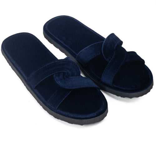 Cleopatra Velvet Domani Slippers (Navy)