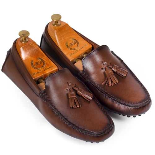 Gommino Leather Tassel Loafers (Brown Burnish)