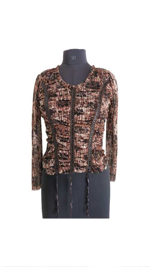 AXARA Brown & Black Full Sleeve Top