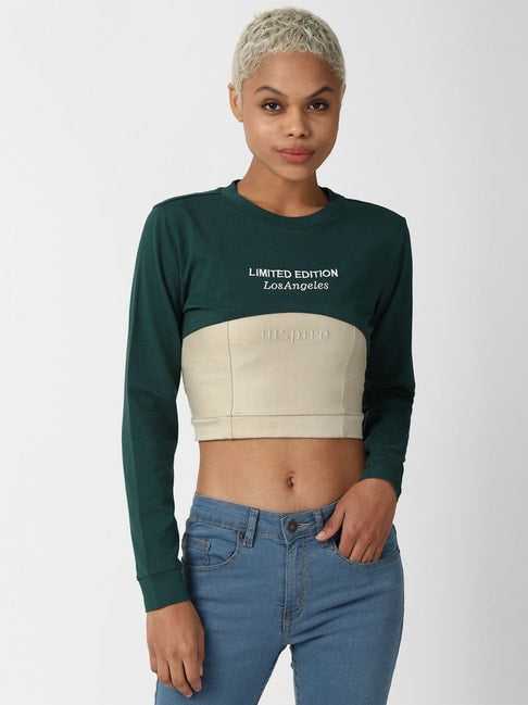 F21 Graphic Print Crop Top