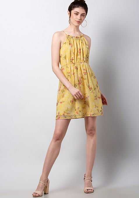 Faballey Yellow Floral Dress