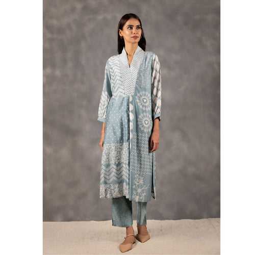 Multi block embroidered tunic with pants