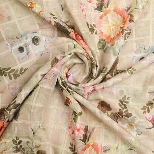 Gorgeous Floral Linen with Big Flower Print