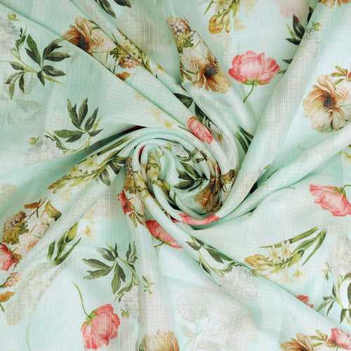 Gorgeous Floral Kota Doria Digital Print Fabric Material for Making Classy Dress
