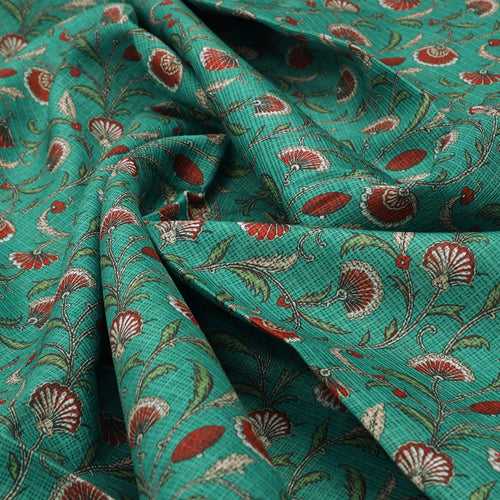 Gorgeous Kota Doria Fabric material with Decorative Floral Leaves