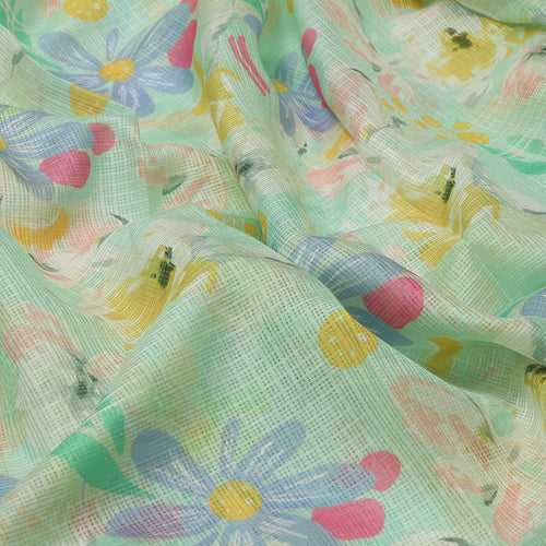 Eye-Catching Floral Kota Doria Digital Printed Fabric for Classy Outfit