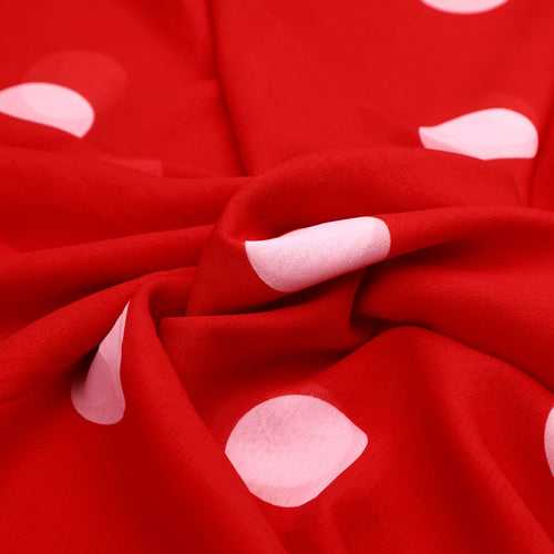Georgette Digital Printed Polka Dot Fabric in Red by FAB VOGUE Studio