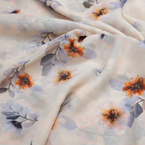 Gorgeous floral and leaves digital printed Georgette fabric from FAB VOGUE Studio