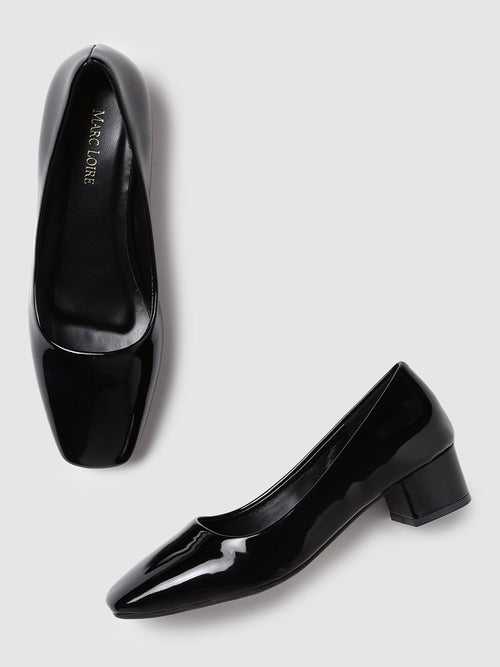 Square Toe Block Solid Pumps