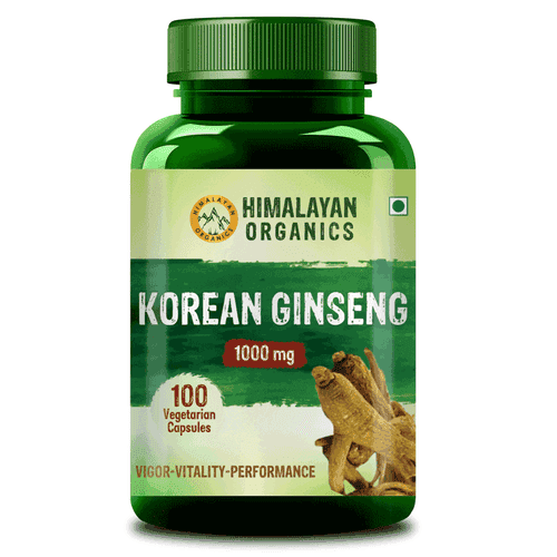 Himalayan Organics Korean Red Ginseng 1000mg/Serve - 100 Vegetarian Capsules