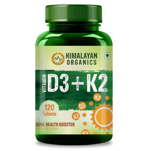 Himalayan Organics Vitamin D3 600 IU + K2 as MK7 Supplement | Supports Stronger Immunity & Bone & Heart Health | Healthy Heart For Men And Women - 120 Veg Tablets