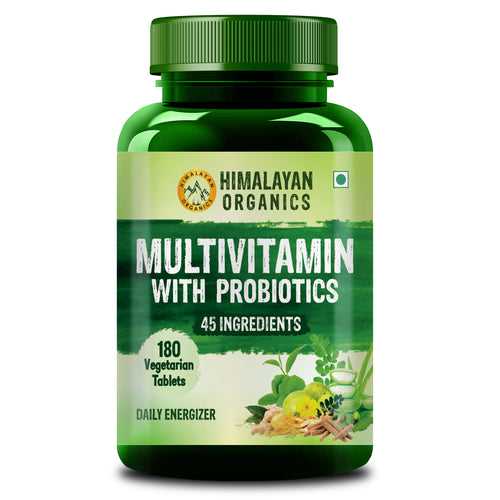 Himalayan Organics Multivitamin With Probiotics - 45 Ingredients Supplement For Men And Women - 180 Veg Tablets