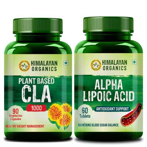 Himalayan Organics Combo Pack of Alpha Lipoic Acid 300mg (60 Tablets) & CLA 1000 Fat Burner (90 Capsules) - For Healthy Blood Sugar & Weight Management