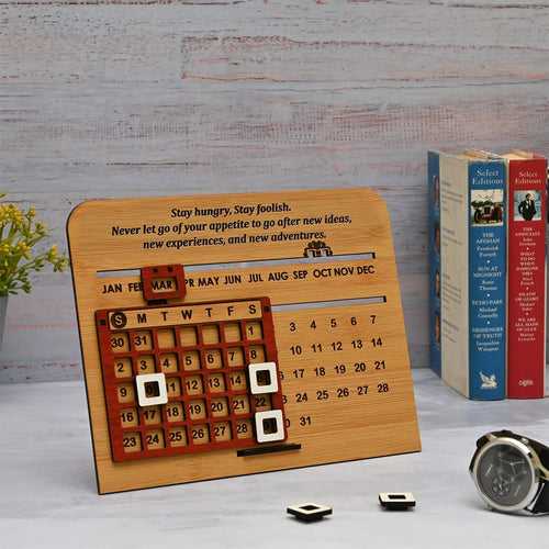 Wooden Lifetime Motivational Quote Desk Calendar | Table Calendar For Office & Home | Eco Friendly