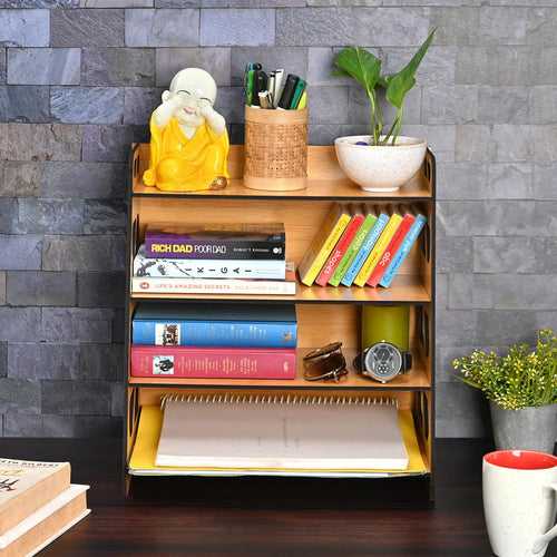 Book Rack 4 Layer Wooden Book Stand for Table Multipurpose Home Decor Storage Rack & Book Shelf for Wall (DIY)