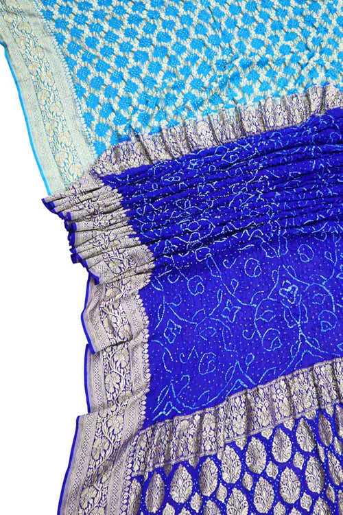 Elegant Blue Banarasi Bandhani Georgette Saree